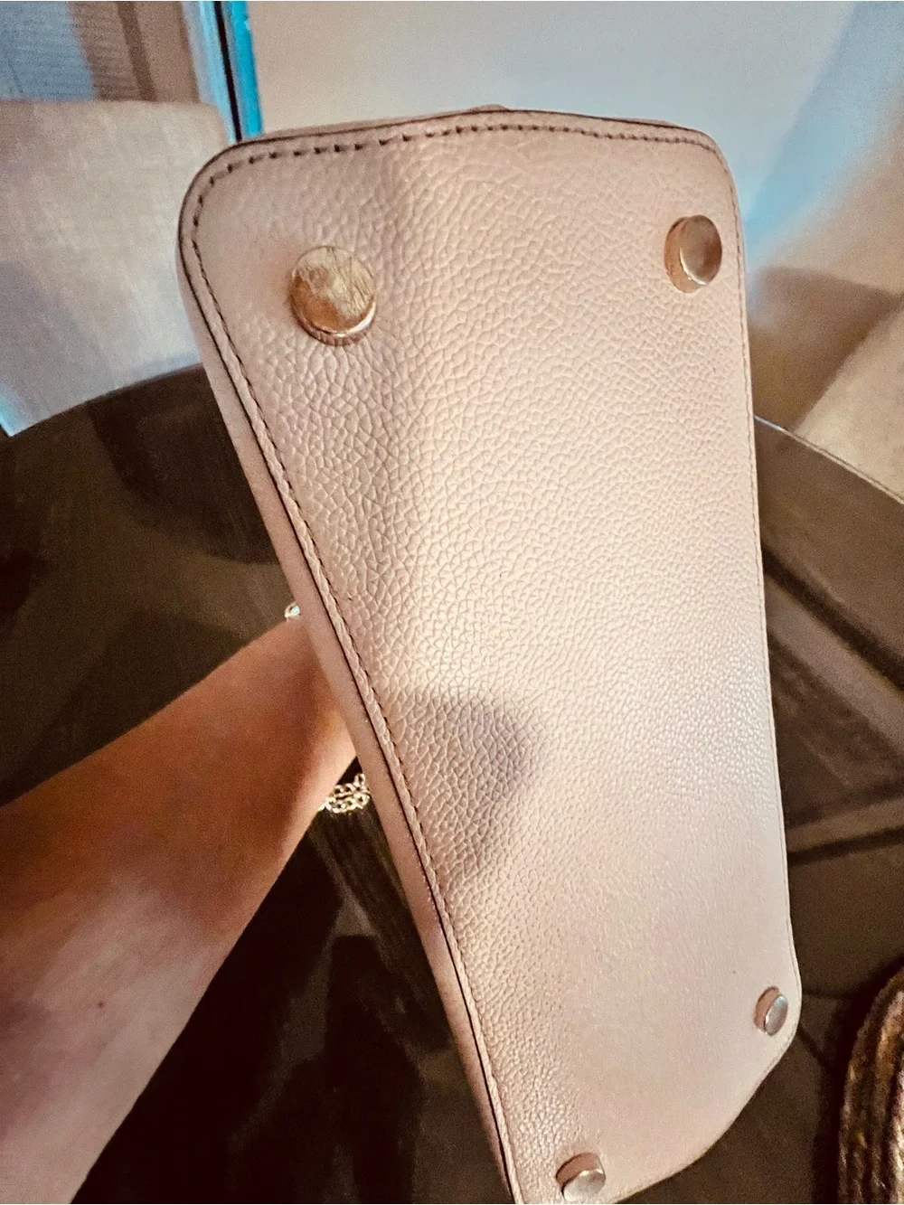 kate spade Blush Pink Margaux Leather Satchel with Gold Chain